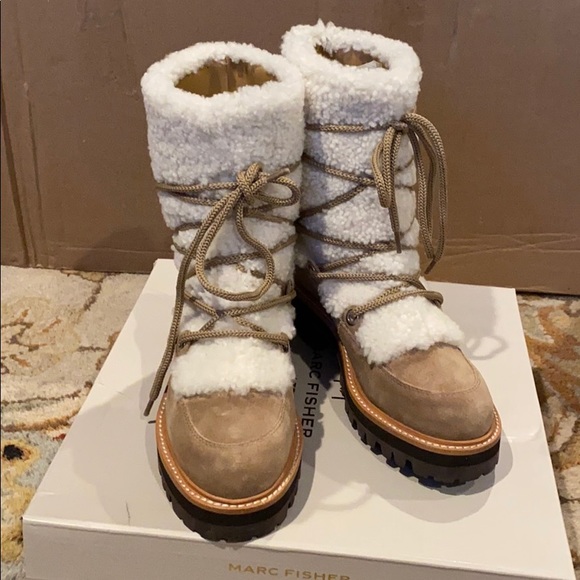 Marc Fisher Shoes - NWOT Marc Fisher Real Shearling Hiking Boo…